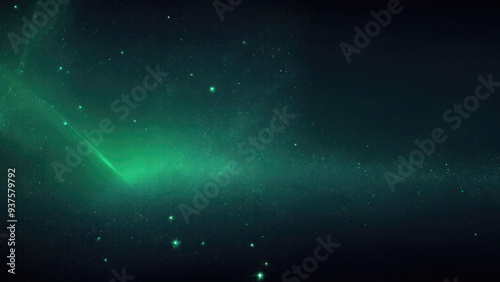Abstract dark Green digital background with sparkling blue light particles form into lines