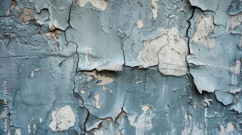 Peeling Blue Paint on a Weathered Wall Texture