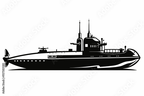 submarine silhouette vector illustration