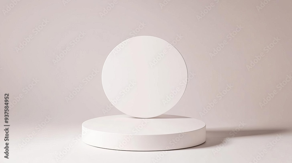 White 3D podium with neutral colors and gentle shadows, minimalist display, elegant focus White 3D podium with neutral colors and gentle shadows, minimalist display, elegant focus