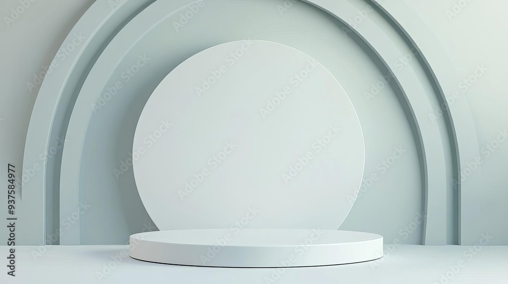 White 3D podium with gentle curves and soft gradients, minimalist display, elegant focus White 3D podium with gentle curves and soft gradients, minimalist display, elegant focus