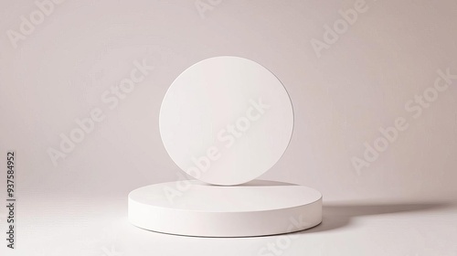 White 3D podium with neutral colors and gentle shadows, minimalist display, elegant focus