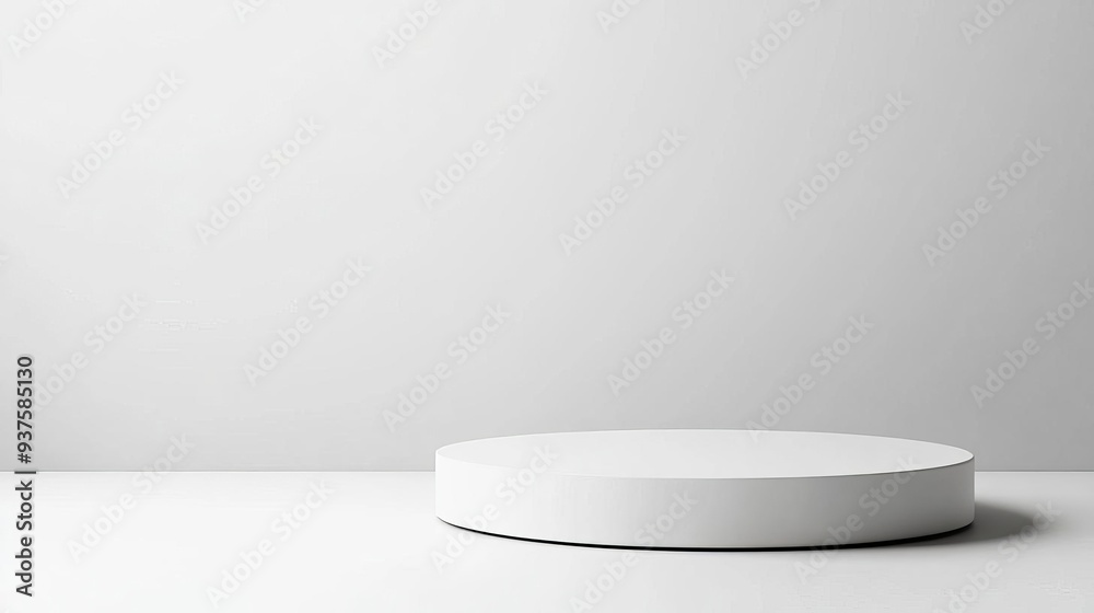 White 3D podium with clean lines and soft shadows, minimalist platform, subtle elegance White 3D podium with clean lines and soft shadows, minimalist platform, subtle elegance