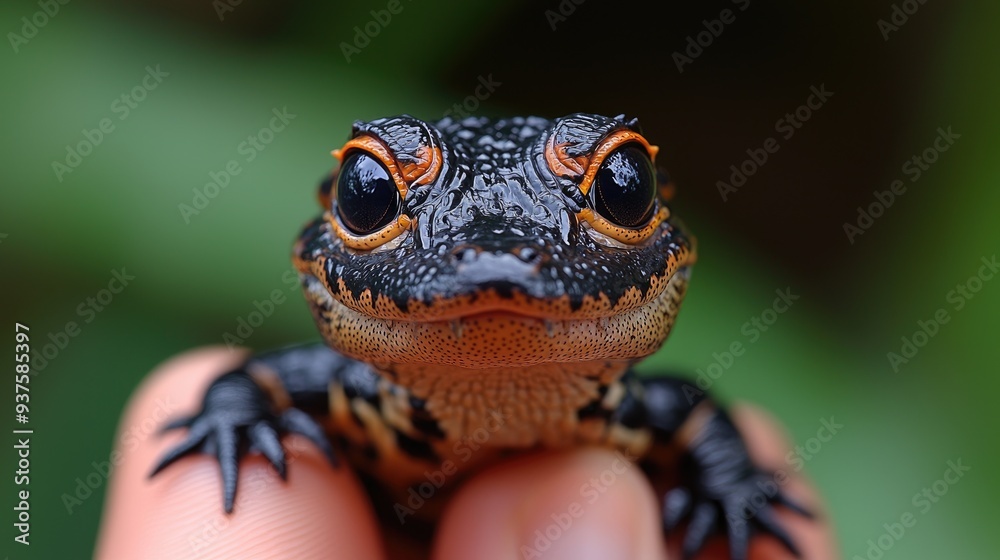 Baby cuvier's dwarf caiman looking at camera with big eyes Baby cuvier's dwarf caiman looking at camera with big eyes
