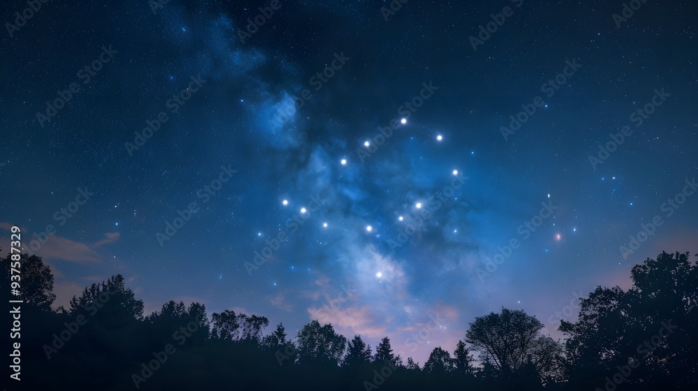 LOVE surrounded by a heart-shaped constellation in a starry night sky AI generated illustration LOVE surrounded by a heart-shaped constellation in a starry night sky AI generated illustration