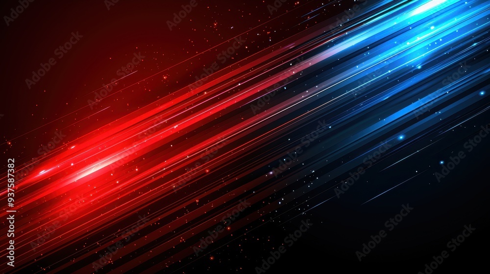 Red and Blue Abstract Lights: A captivating abstract background with vibrant red and blue streaks of light on a dark background. This dynamic design evokes speed, energy, and contrasting forces. Perf