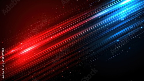 Obraz na płótnie Red and Blue Abstract Lights: A captivating abstract background with vibrant red and blue streaks of light on a dark background. This dynamic design evokes speed, energy, and contrasting forces. Perf w salonie