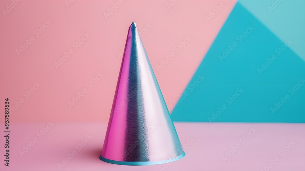 Fototapeta premium Macro perspective of a party hat in a minimalist environment AI generated illustration