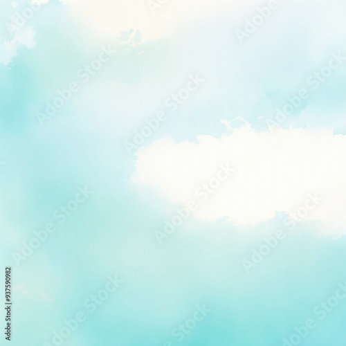 Cyan Pastel Watercolor Digital Paper Background