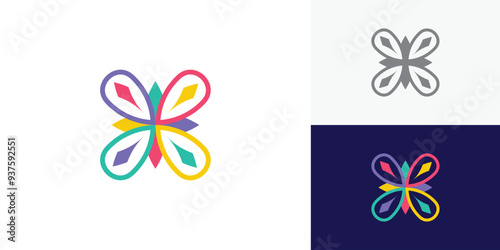Creative abstract flower logo vector design template 