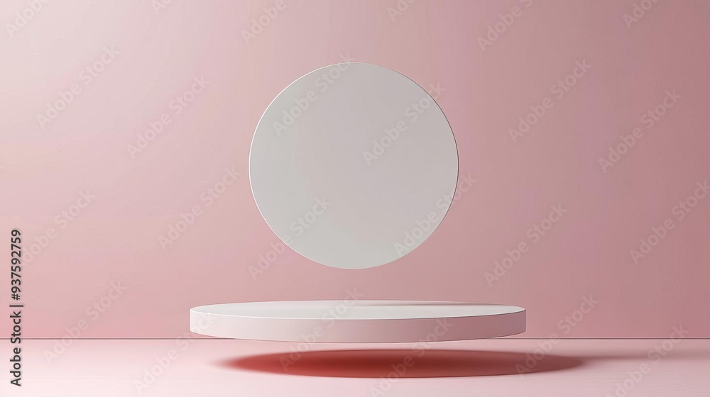 Fototapeta premium Floating 3D podium with soft gradients and neutral tones, elegant platform, minimalist design