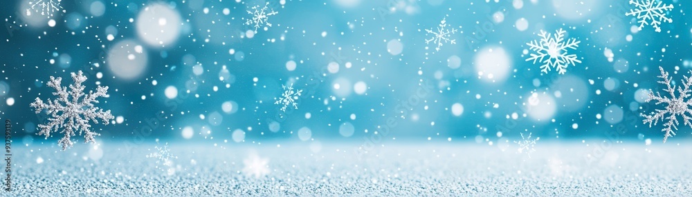 A serene winter scene with falling snowflakes and a glittery white ground, perfect for holiday themes and winter backgrounds. A serene winter scene with falling snowflakes and a glittery white ground, perfect for holiday themes and winter backgrounds.