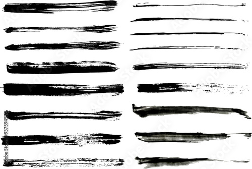 Grunge brush stroke line vector set