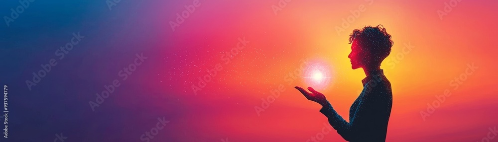 A silhouette of a person holding a glowing orb against a vibrant sunset, symbolizing hope and new beginnings. A silhouette of a person holding a glowing orb against a vibrant sunset, symbolizing hope and new beginnings.
