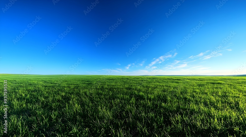 Expansive Meadow Under a Cloudless Blue Sky in the Tranquil Countryside Expansive Meadow Under a Cloudless Blue Sky in the Tranquil Countryside