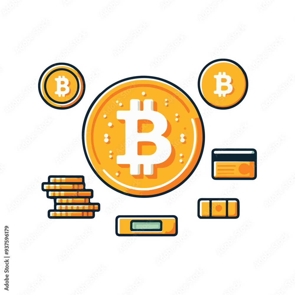 Bitcoin Logo and Vector Illustration. Bitcoin Logo and Vector Illustration.