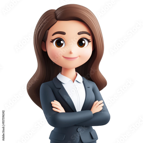 Business woman in a 3d cartoon style.