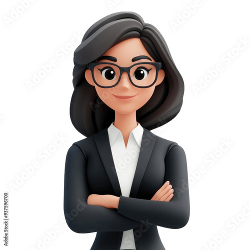 Business woman in a 3d cartoon style.