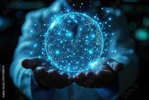 Doctor with virtual globe healthcare network connection concept Science and medical innovation technology future sustainable smart services and solutions in global research networks