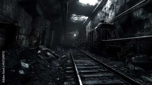 Ominous Abandoned Underground Railway Tunnel Shrouded in Darkness and Decay