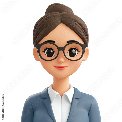 Business woman in a 3d cartoon style.