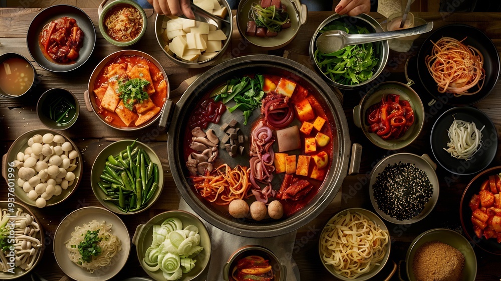 Korean Hot Pot Feast: A Delicious Spread of Savory Dishes Korean Hot Pot Feast: A Delicious Spread of Savory Dishes