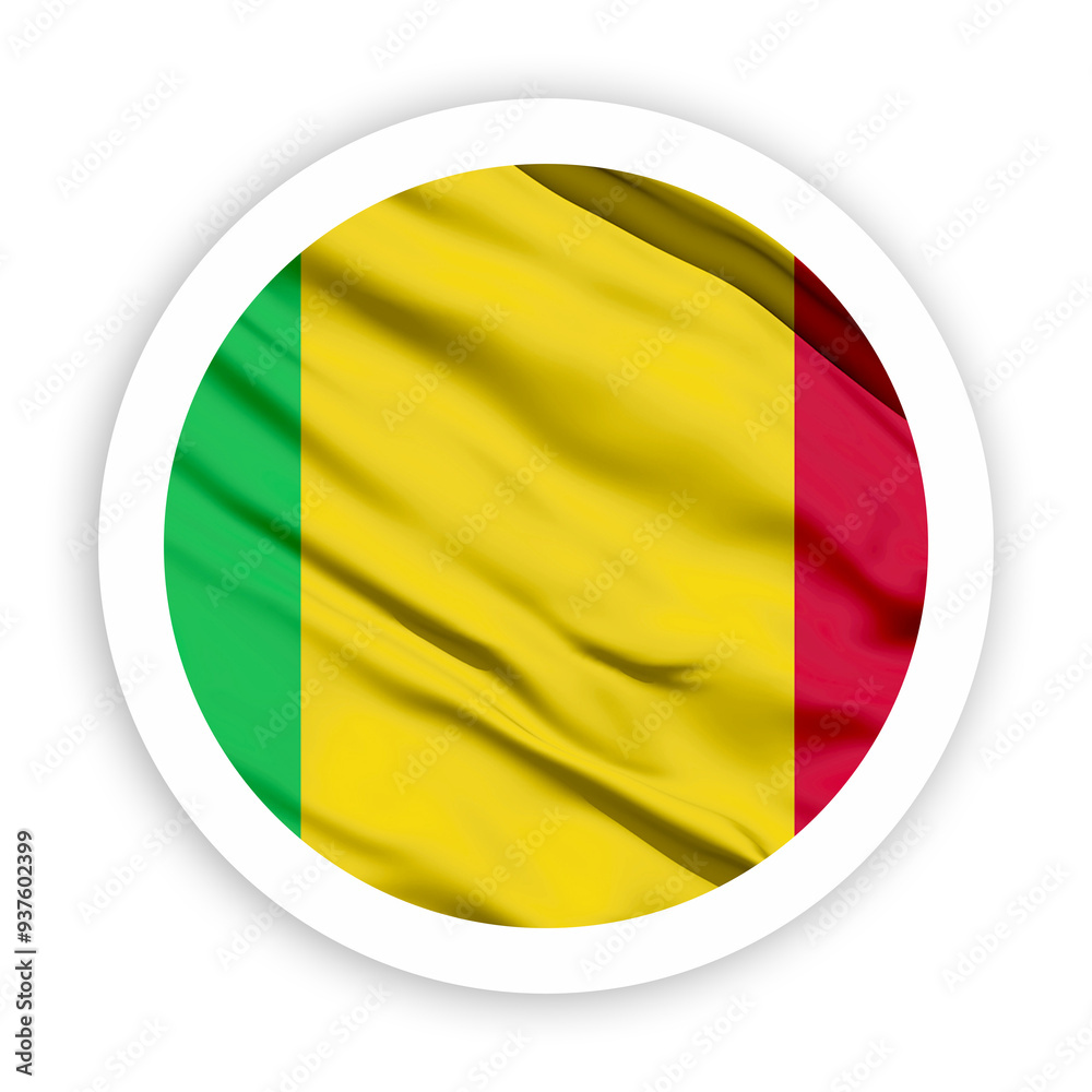 Fototapeta premium Mali Waving Flag with White Rounded Circle Frame 
