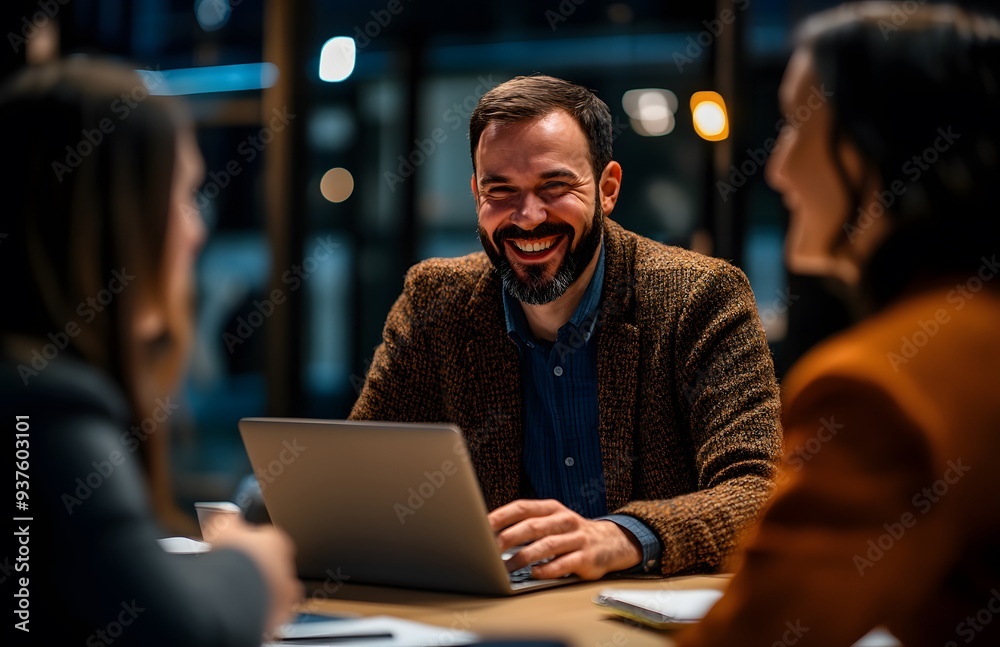 Happy business team of multiethnic people having a meeting in the office Happy business team of multiethnic people having a meeting in the office
