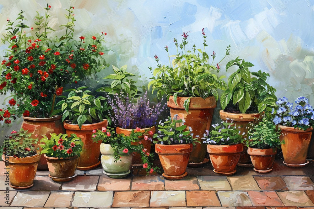 Potted Plants in a Row Potted Plants in a Row