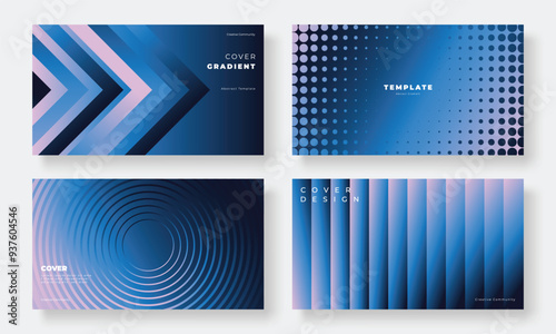 Wallpaper Mural Set of template background design vector. Collection of creative abstract gradient vibrant colorful perspective geometric shape background. Art design for business card, cover, banner, wallpaper. Torontodigital.ca