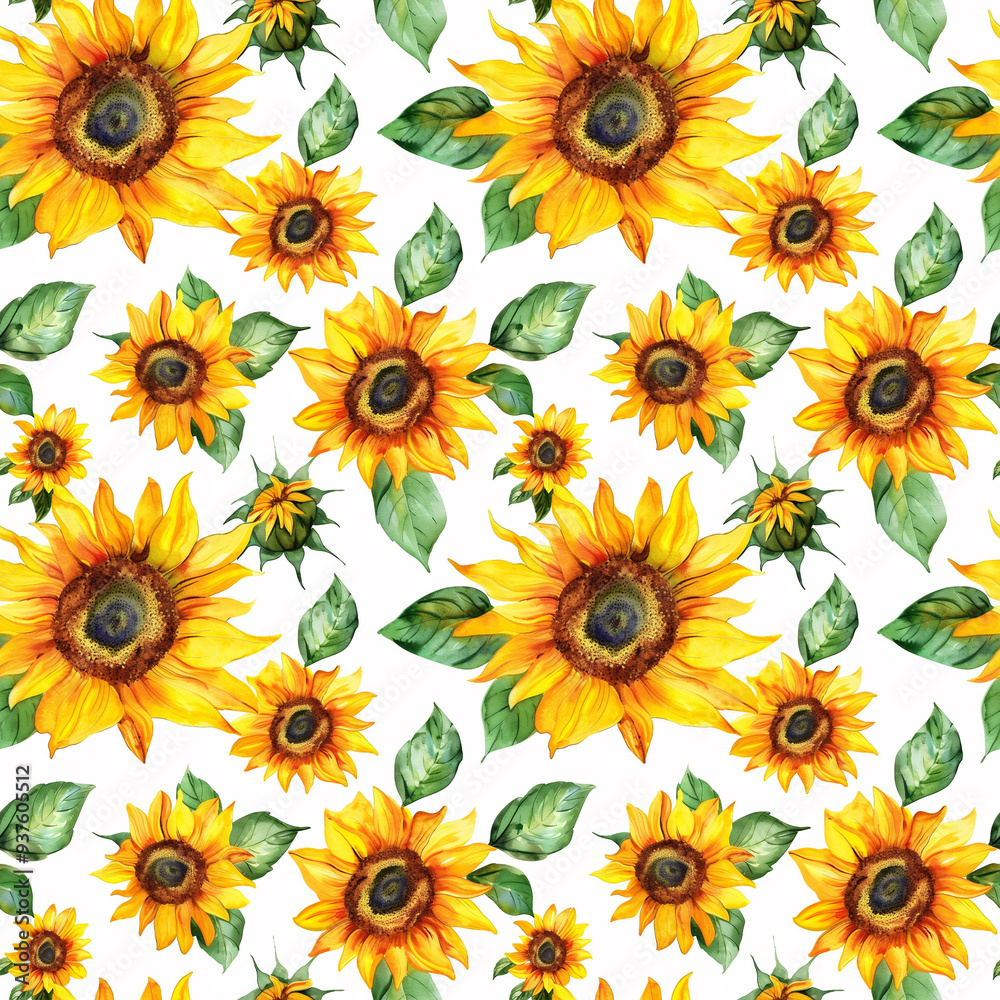 Watercolor sunflowers. Seamless pattern background Watercolor sunflowers. Seamless pattern background