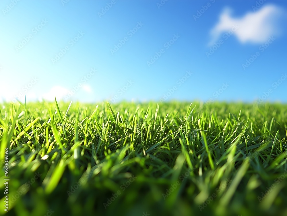Tranquil Morning in a Lush Green Meadow Under a Bright Blue Sky Tranquil Morning in a Lush Green Meadow Under a Bright Blue Sky