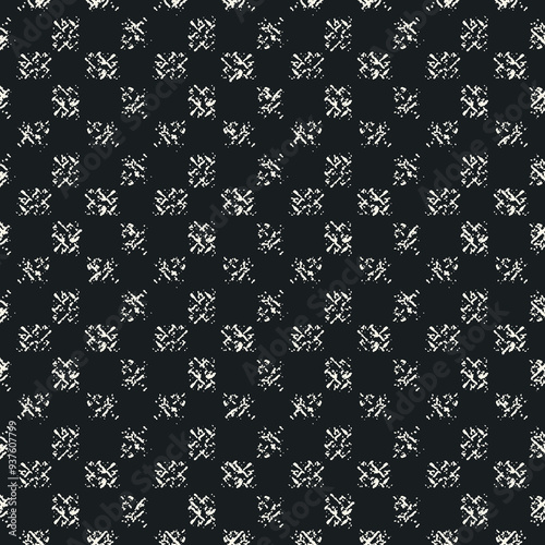 Monochrome Grain Mottled Check Pattern