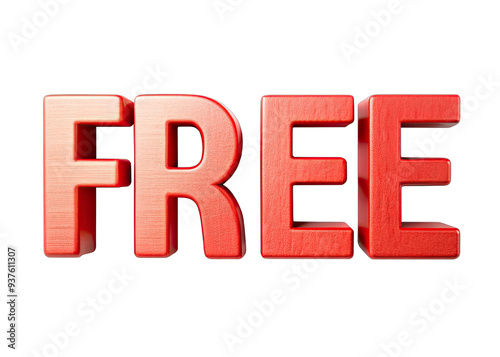 A digital rendering of the word FREE in bold, red, 3D letters, isolated on a white background. Generative AI