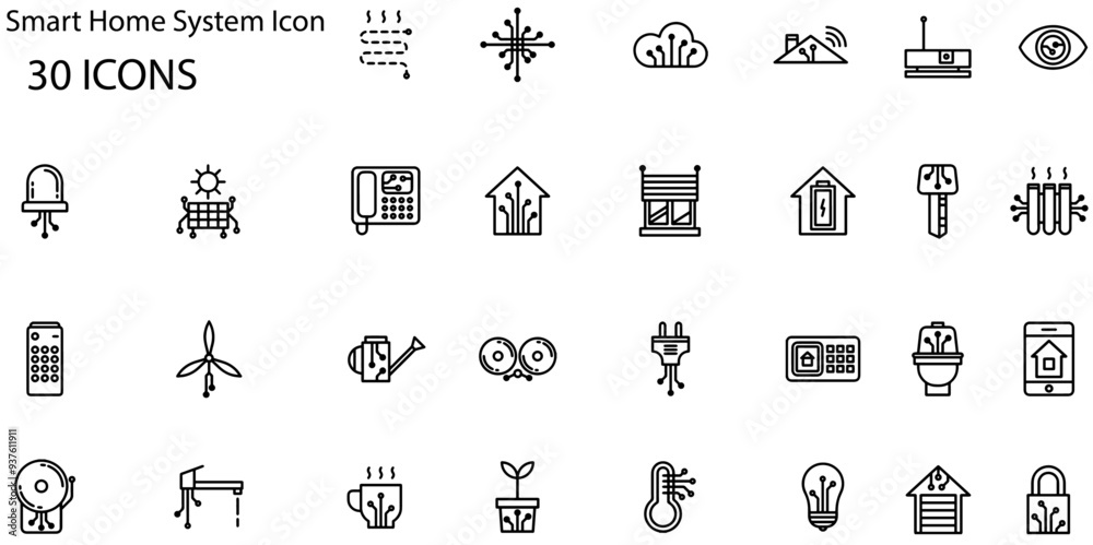 Set of Smart Home System icons. Line art style icons bundle. vector illustration Set of Smart Home System icons. Line art style icons bundle. vector illustration