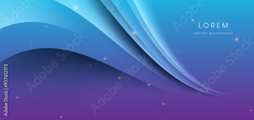 Luxury light blue background with circle glowing golden line lighting effect sparkle.
