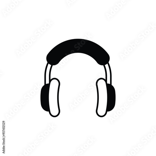 Headphone icon design with white background stock illustration