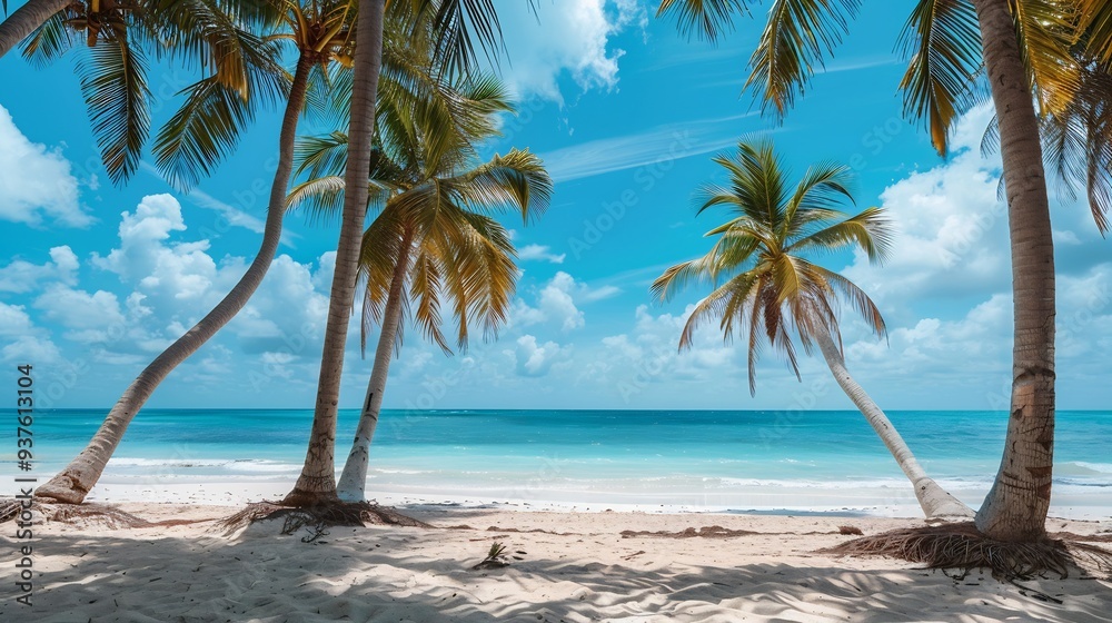 Fototapeta premium Palm Trees on a Tropical Beach