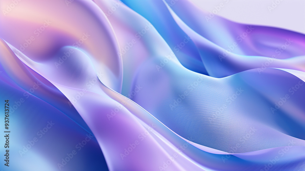 Fototapeta premium A mesmerizing abstract composition featuring flowing, iridescent waves of color. The soft, ethereal hues