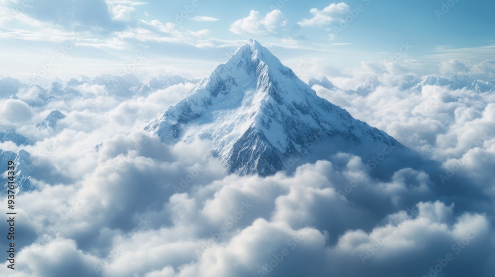 Snowy Mountain Peak Above Clouds Snowy Mountain Peak Above Clouds