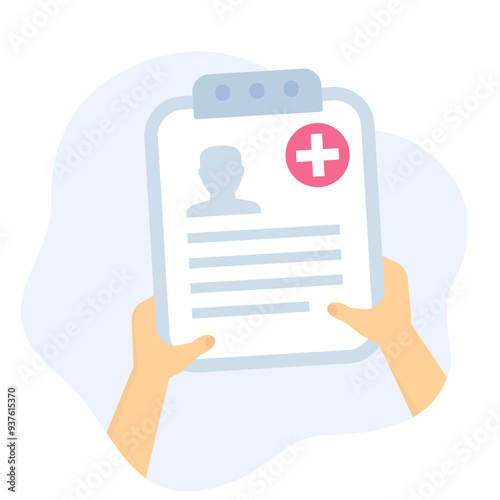 medical history, patient file in hands, png