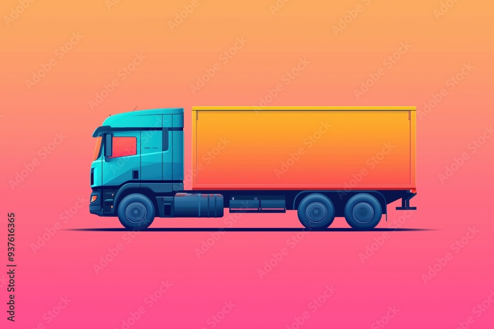 Bold Truck Illustration with Thick Lines and Soft Gradients - High Capacity Heavy-Duty Vehicle Stock Image for Commercial Use Bold Truck Illustration with Thick Lines and Soft Gradients - High Capacity Heavy-Duty Vehicle Stock Image for Commercial Use