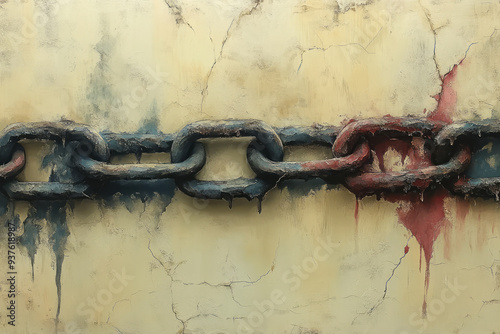 A torn flag, isolated on a pastel cream background, representing the undermining of national or civic identity, photo