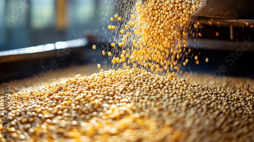 Soybean meal being portioned out for smallscale farming, Main keyword soybean meal, Concept farmtoanimal care photo