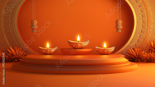 Diwali festival, Diwali lamp background with candles and lights, for Diwali festival celebration photo