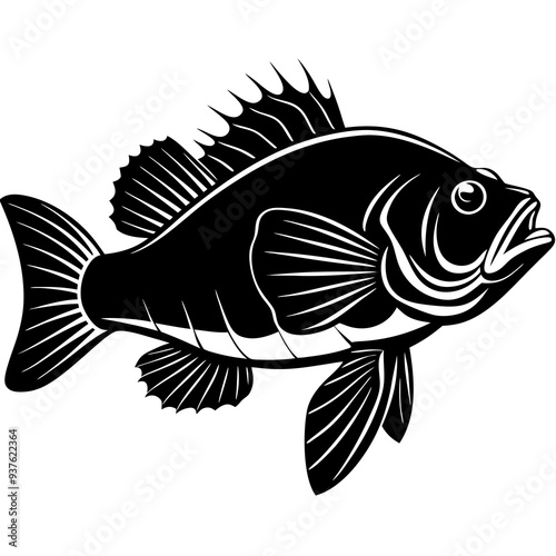climbing perch fish silhouette Vector SVG