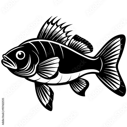 climbing perch fish silhouette Vector SVG