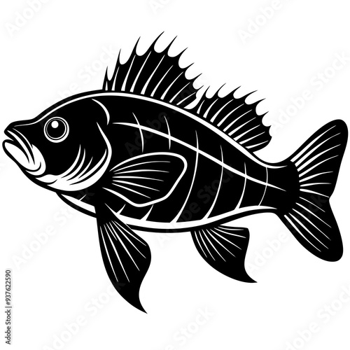 climbing perch fish silhouette Vector SVG