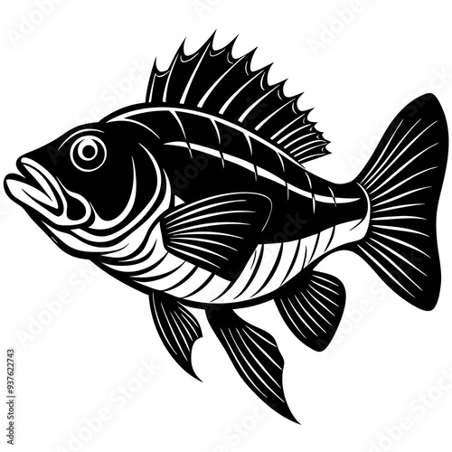 climbing perch fish silhouette Vector SVG