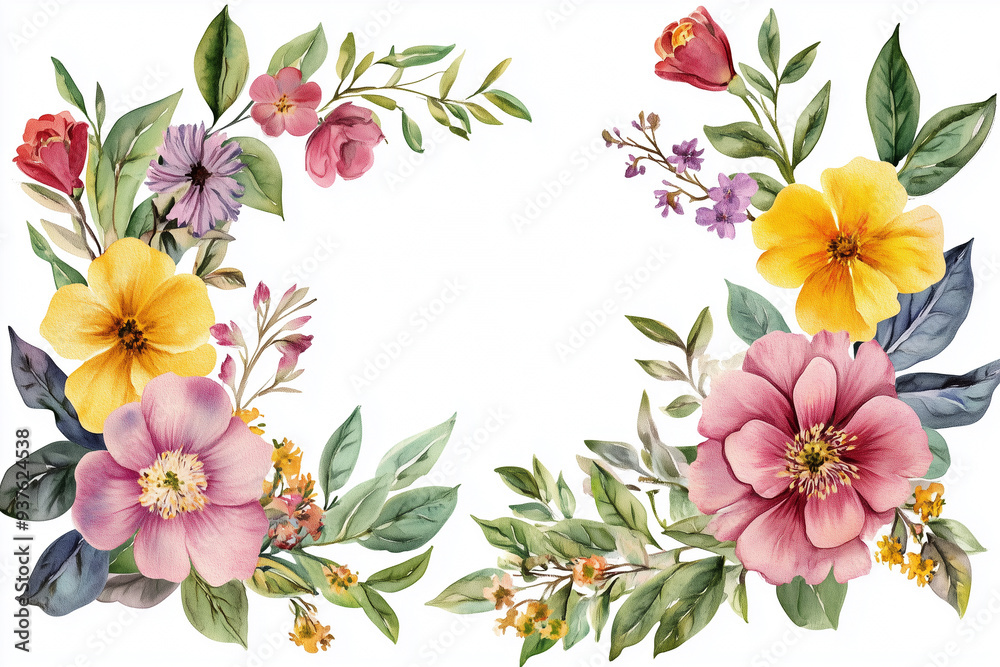Obraz premium Illustration, Flowers, Botany, Abstract Art, Plants, Design For Print, Cover, Wallpaper, Simple And Natural Wall Art Illustration, Design For Invitation, Wedding, Greeting Card Or Love Card, Paper, Pr